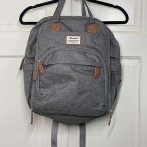 Gray Baby Backpack with Brown Details